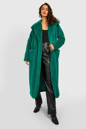 Faux Fur Belted Oversized Coat