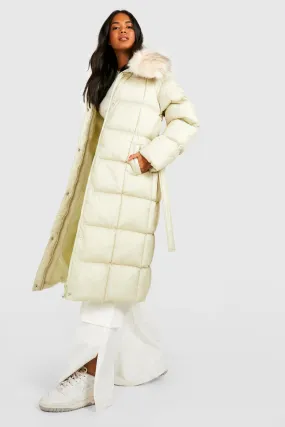 Faux Fur Collar Longline Puffer