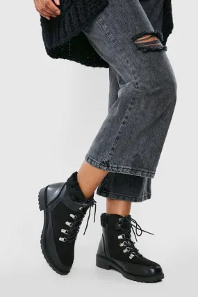 Faux Fur Combat Boots