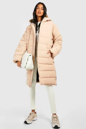 Faux Fur Trim Longline Parka