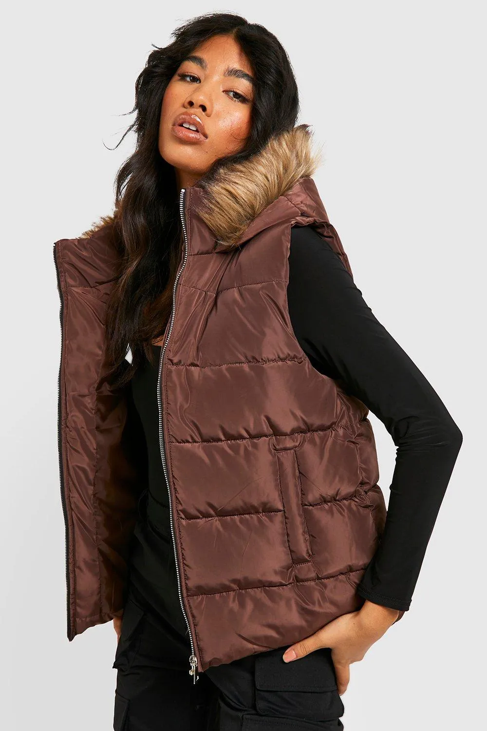 Faux Fur Trim Vest