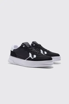 Faux Leather Contrast Sneakers