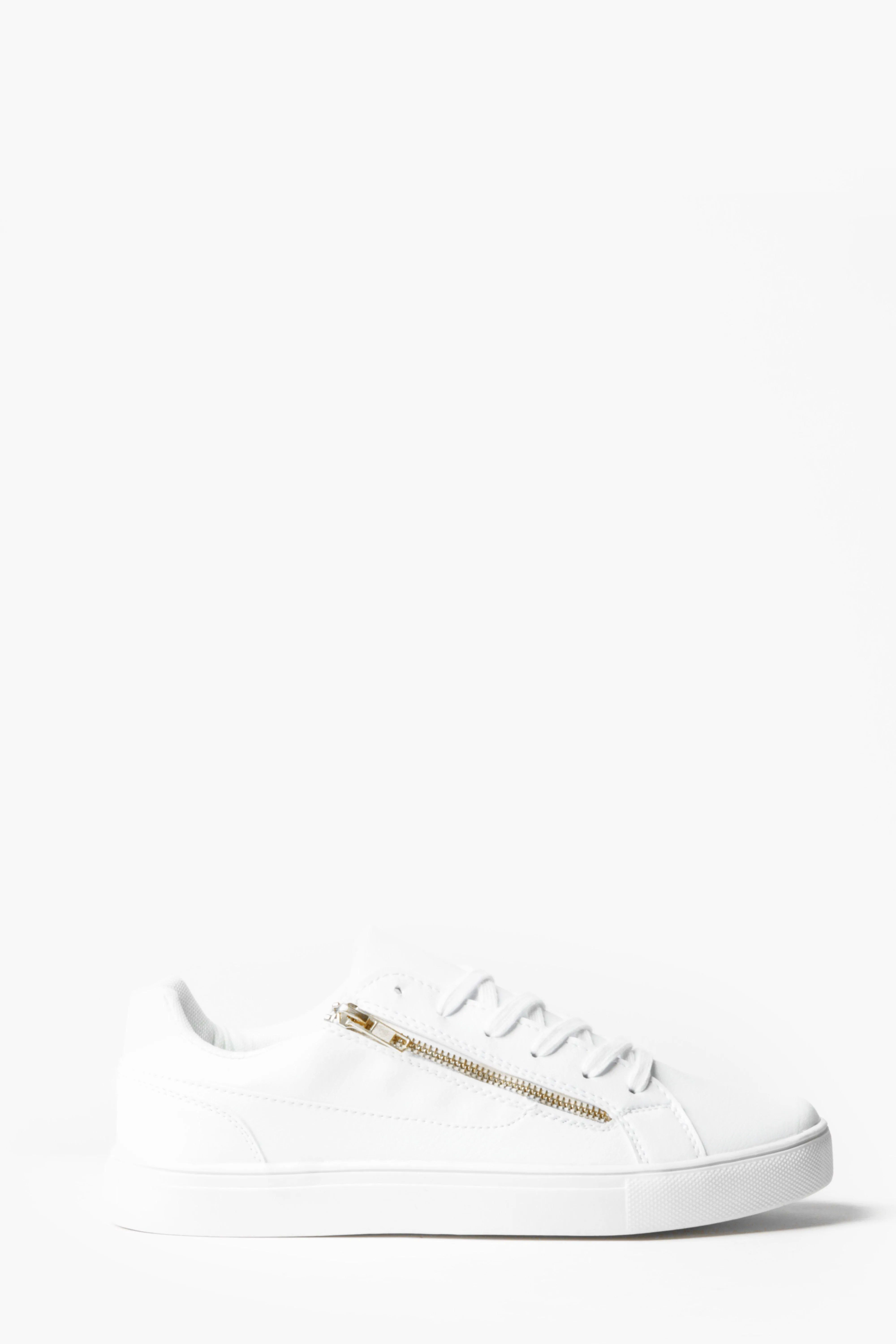 Faux Leather Gold Zip Sneakers