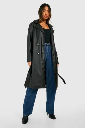 Faux Leather Trench Coat