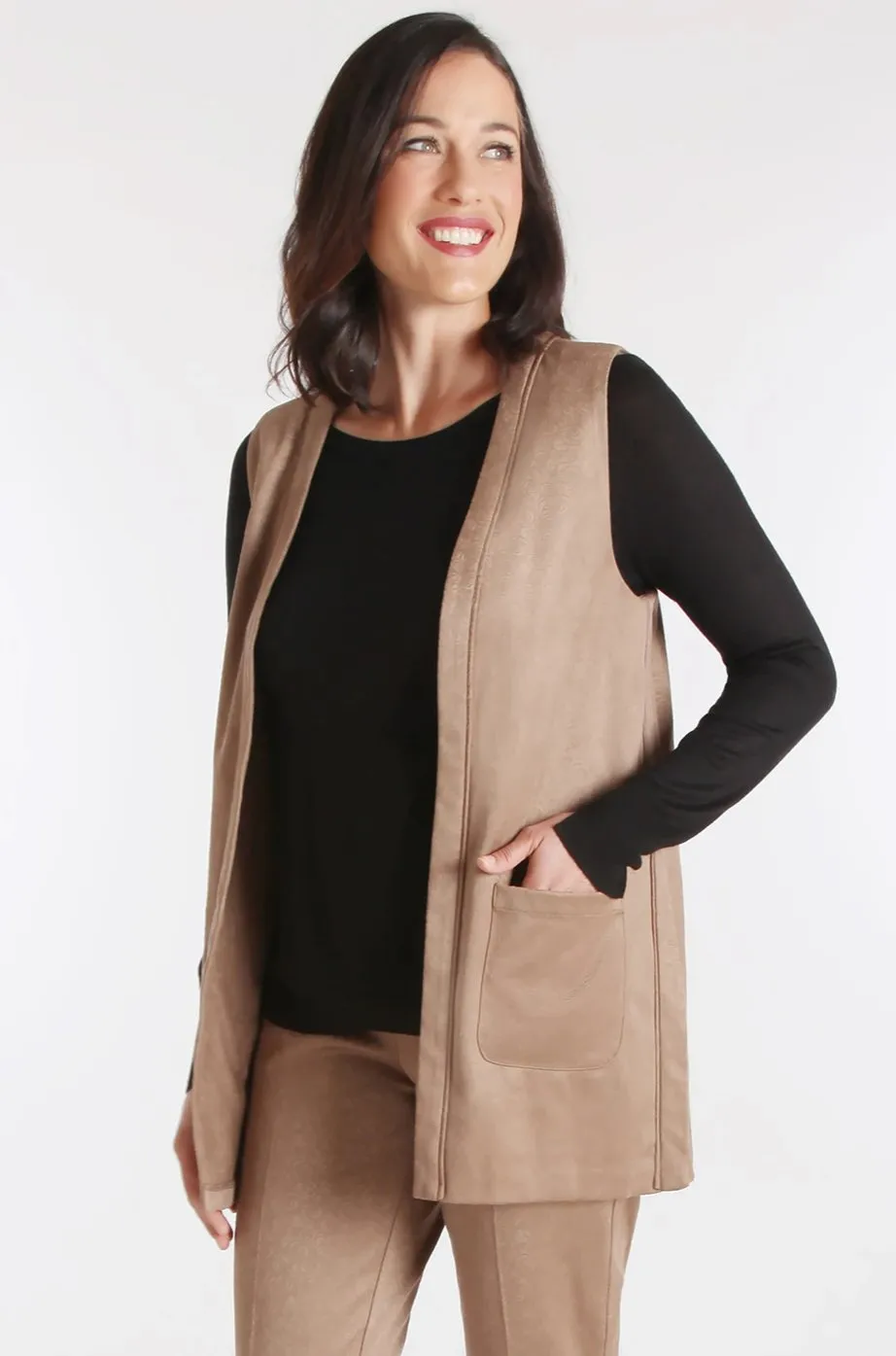 Georgette Vest - Embossed Faux Suede: FINAL SALE