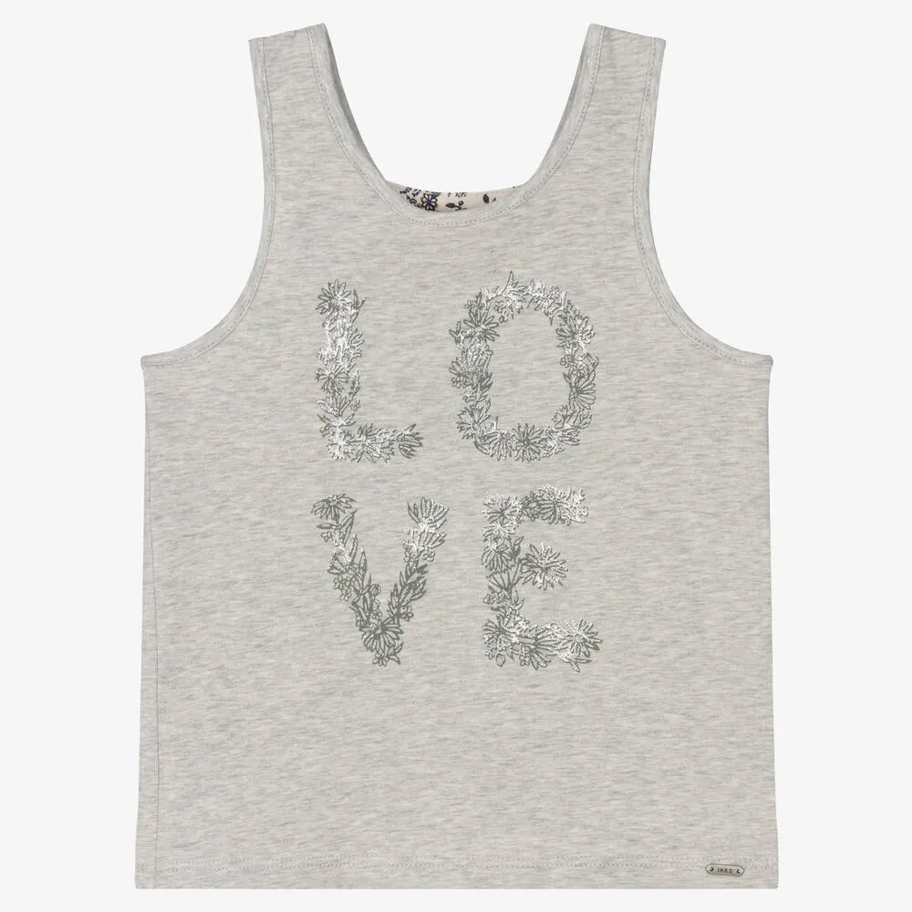 Girls Grey Cotton Vest Top