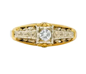 Granat Brothers Diamond 14 Karat Two-Tone Gold Orange Blossom Engagement Ring