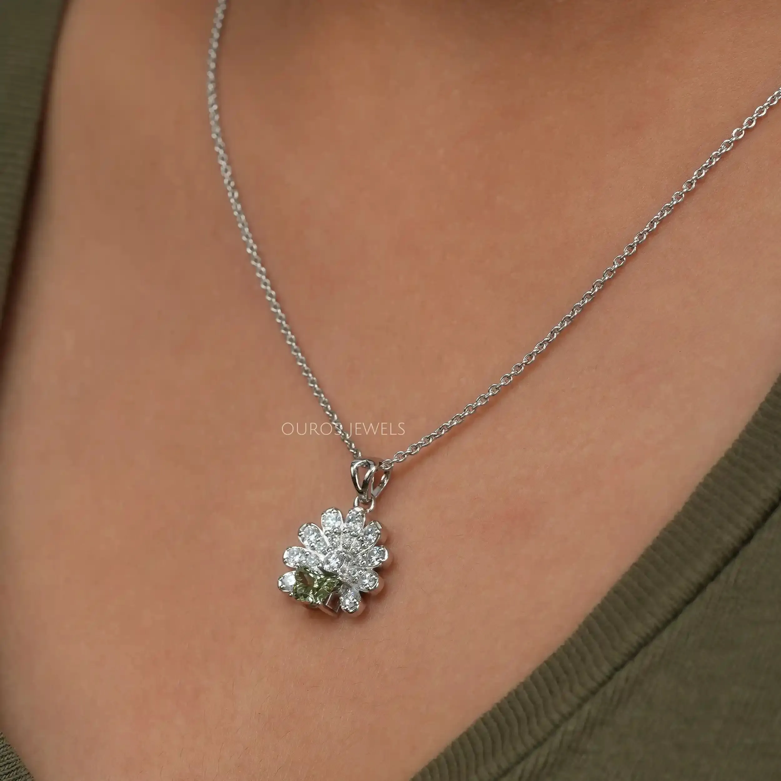 Green Butterfly Cut Lab Diamond Pendant