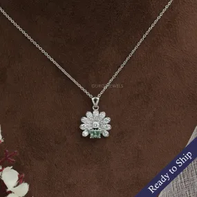 Green Butterfly Cut Lab Diamond Pendant