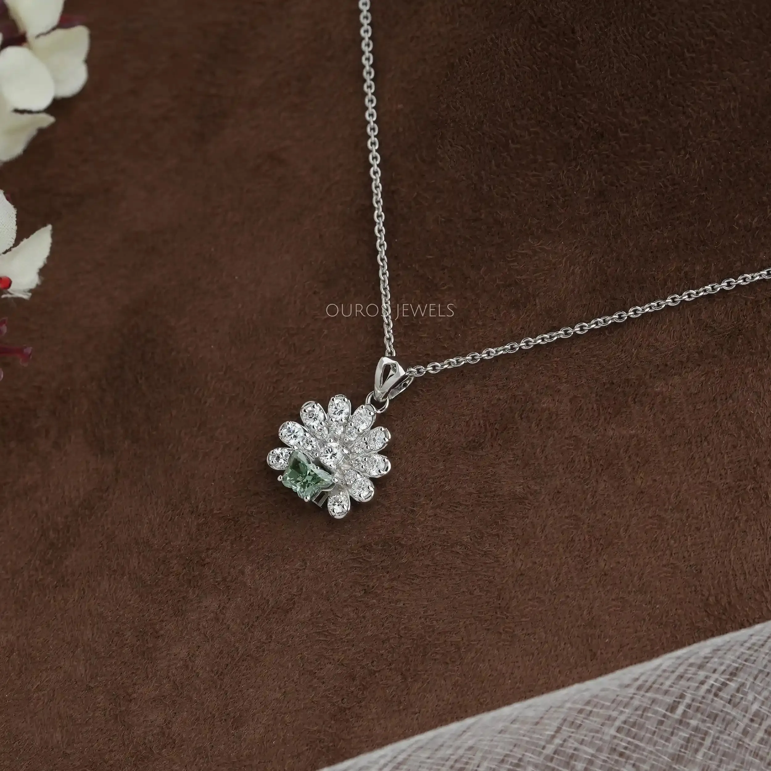 Green Butterfly Cut Lab Diamond Pendant