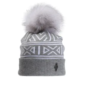 Harricana Barrie Jacquard Beanie with Real Fur Pom (Women's)