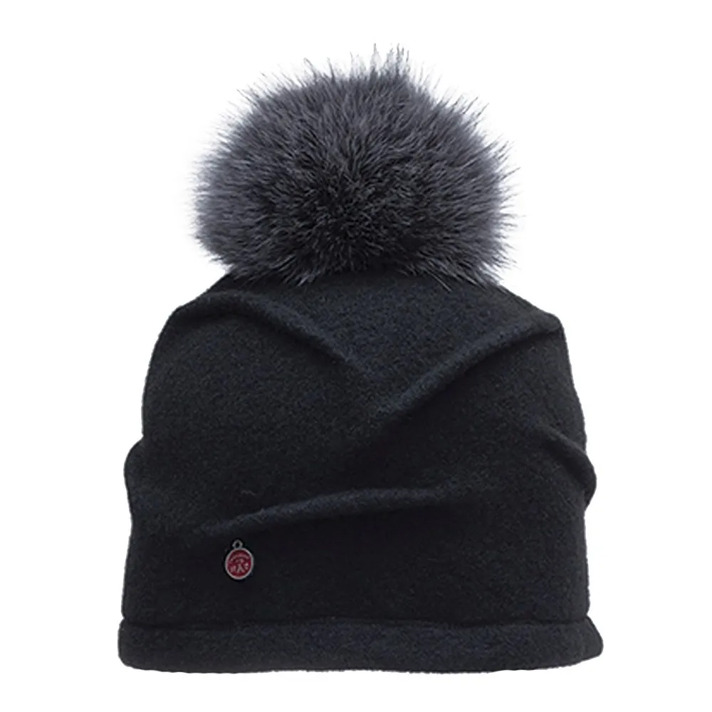 Harricana Clareta Beanie with Real Fur Pom (Women's)