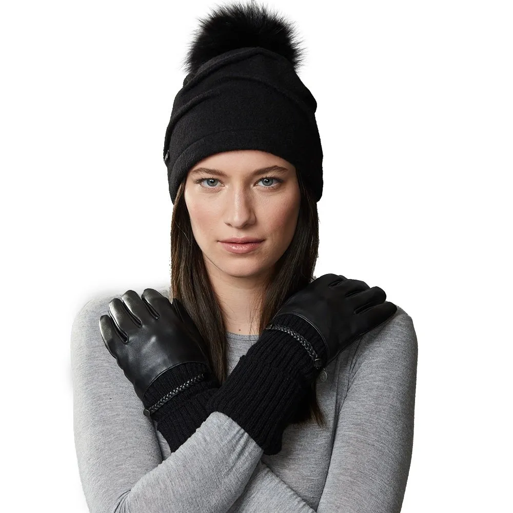 Harricana Clareta Beanie with Real Fur Pom (Women's)