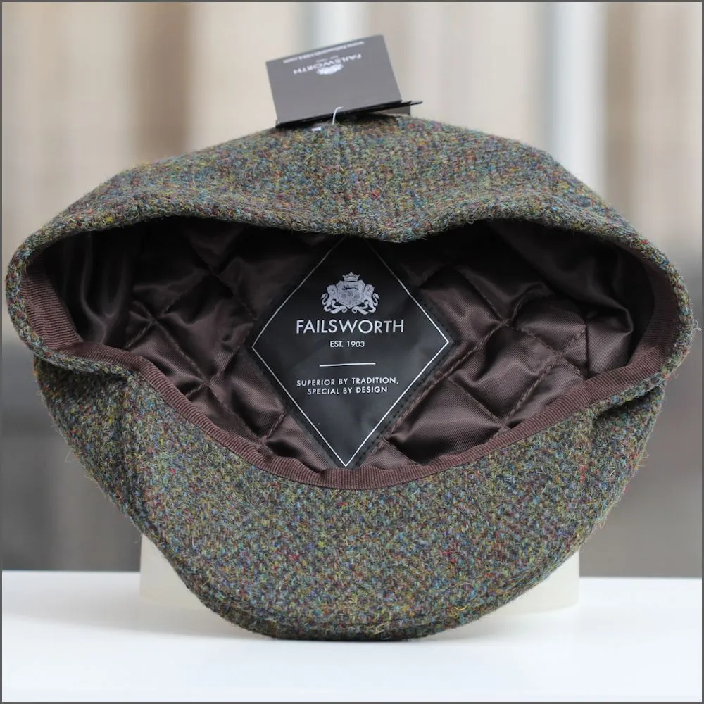 Harris Tweed Stornoway Brown Herringbone Cap+