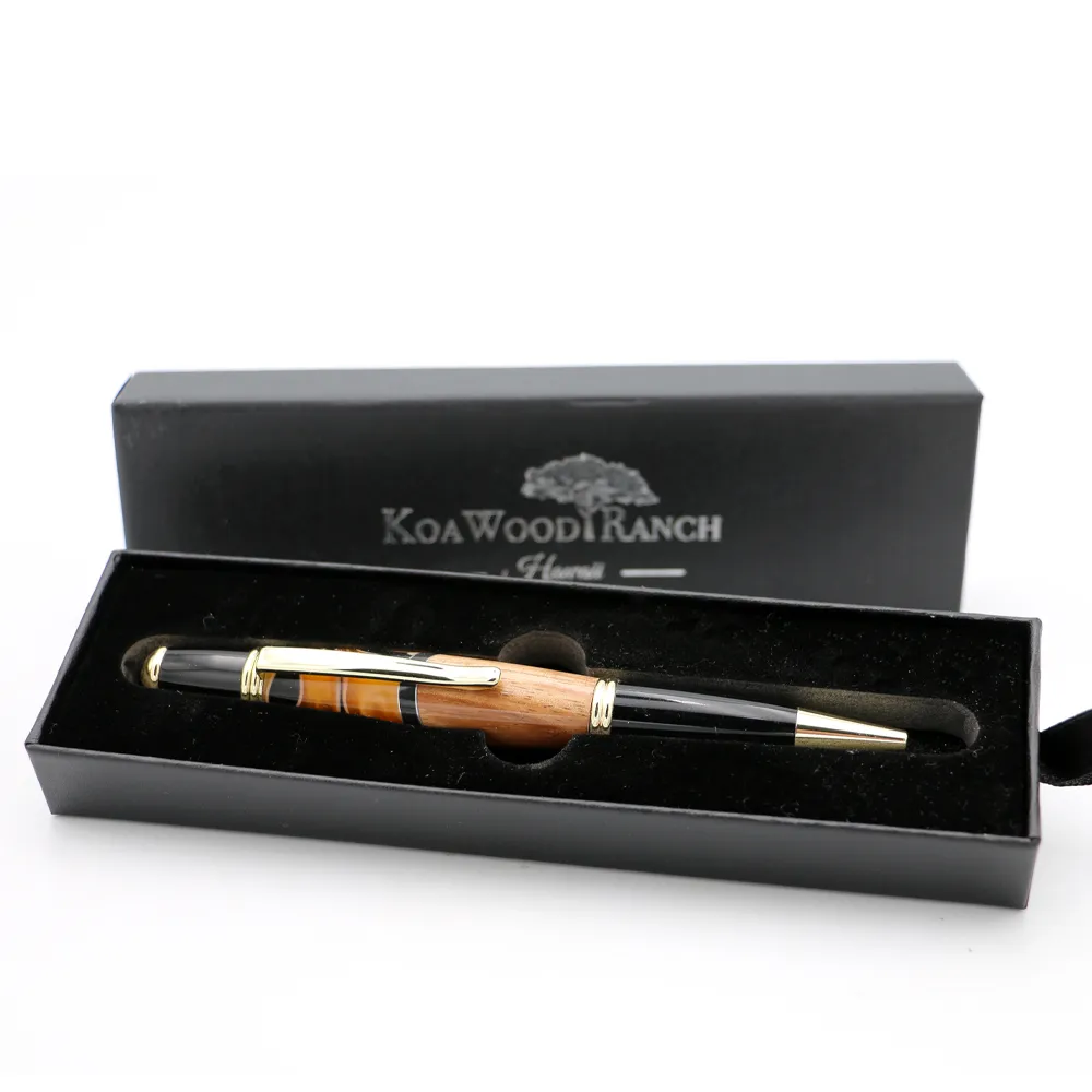 Hawaiian Koa and Orange Resin Gatsby Pen