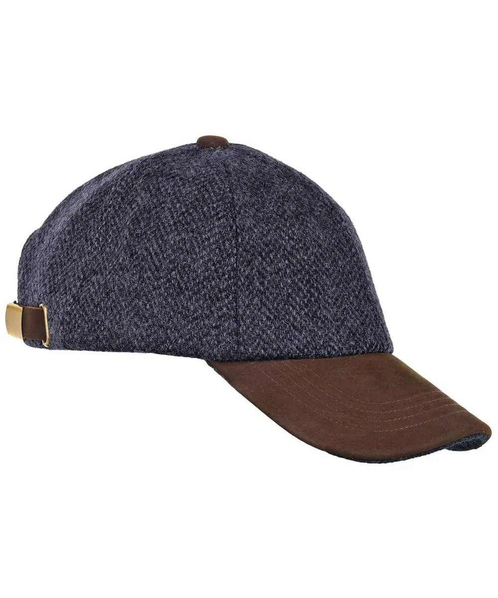 Heather Glencairn Harris Tweed Leather Peak Baseball Cap