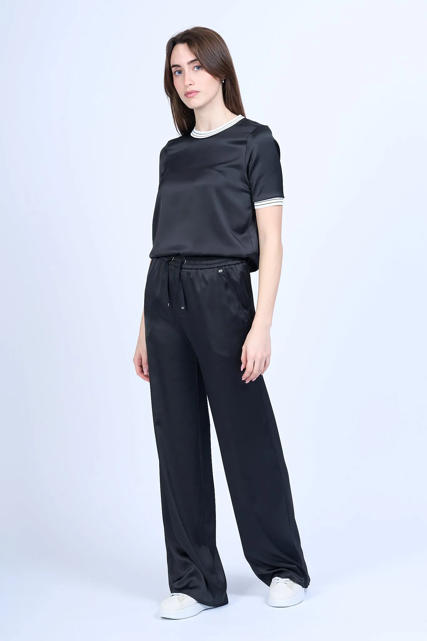 Herno Pantaloni Satin Nero Donna