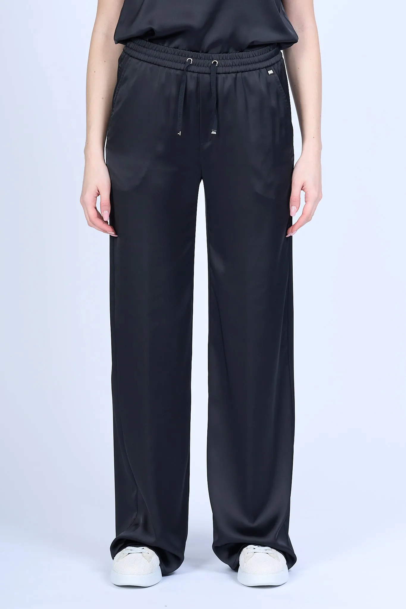 Herno Pantaloni Satin Nero Donna