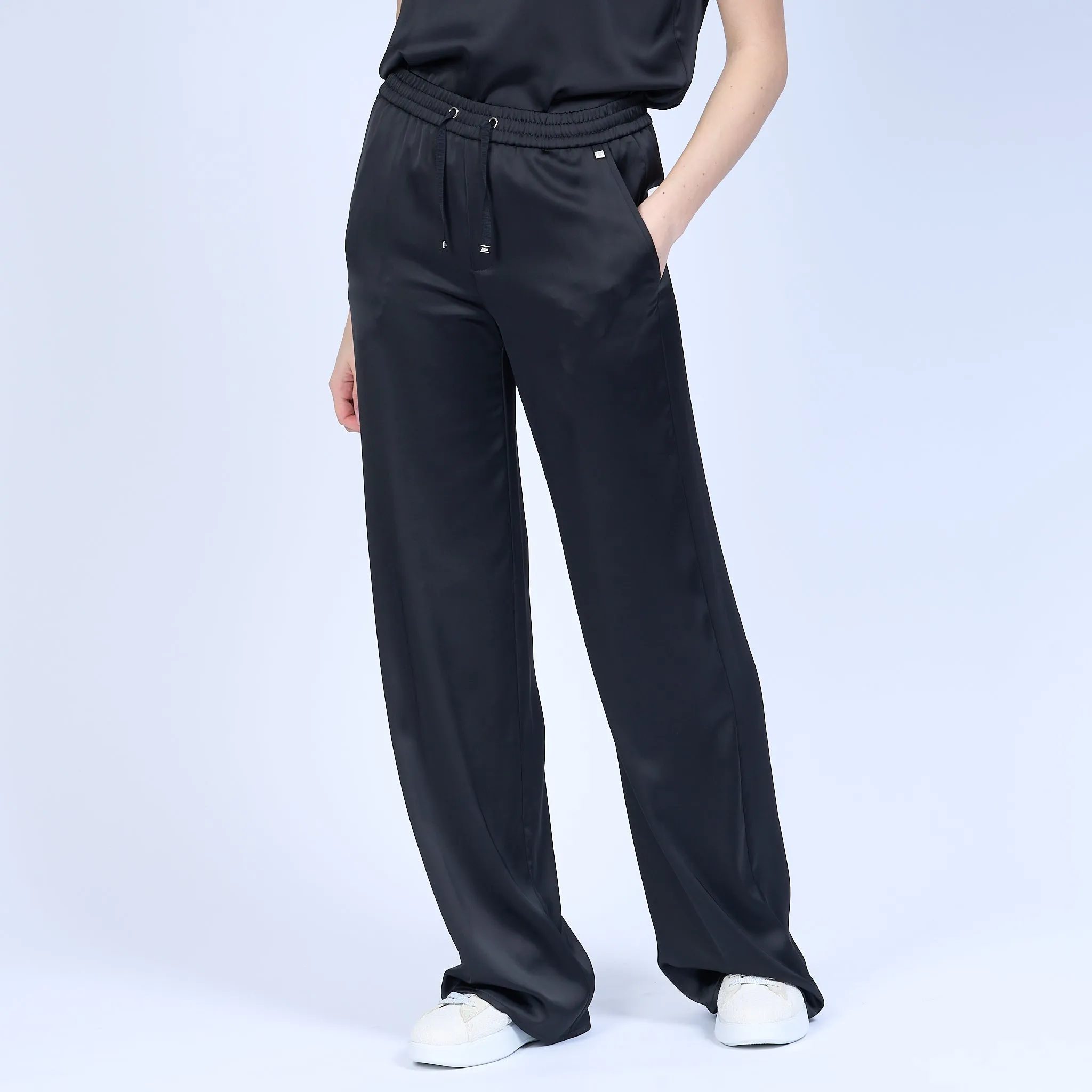 Herno Pantaloni Satin Nero Donna