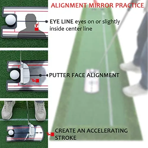 Home Putting Green (2x10 Foot) with Free Golf Alignment Mirror