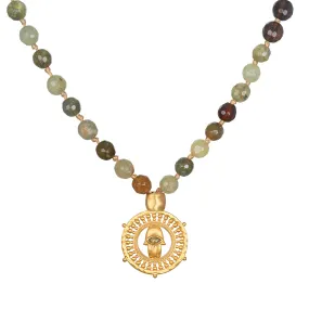 Inhabit Your Power Smokey Quartz Green Garnet Mala