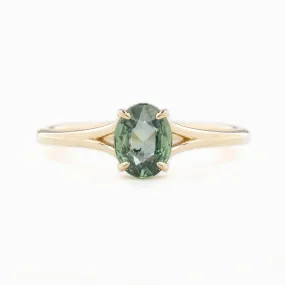 Kylie Ring 0.6ct Blue Green Madagascar Sapphire, 14k Yellow Gold (One of a kind)