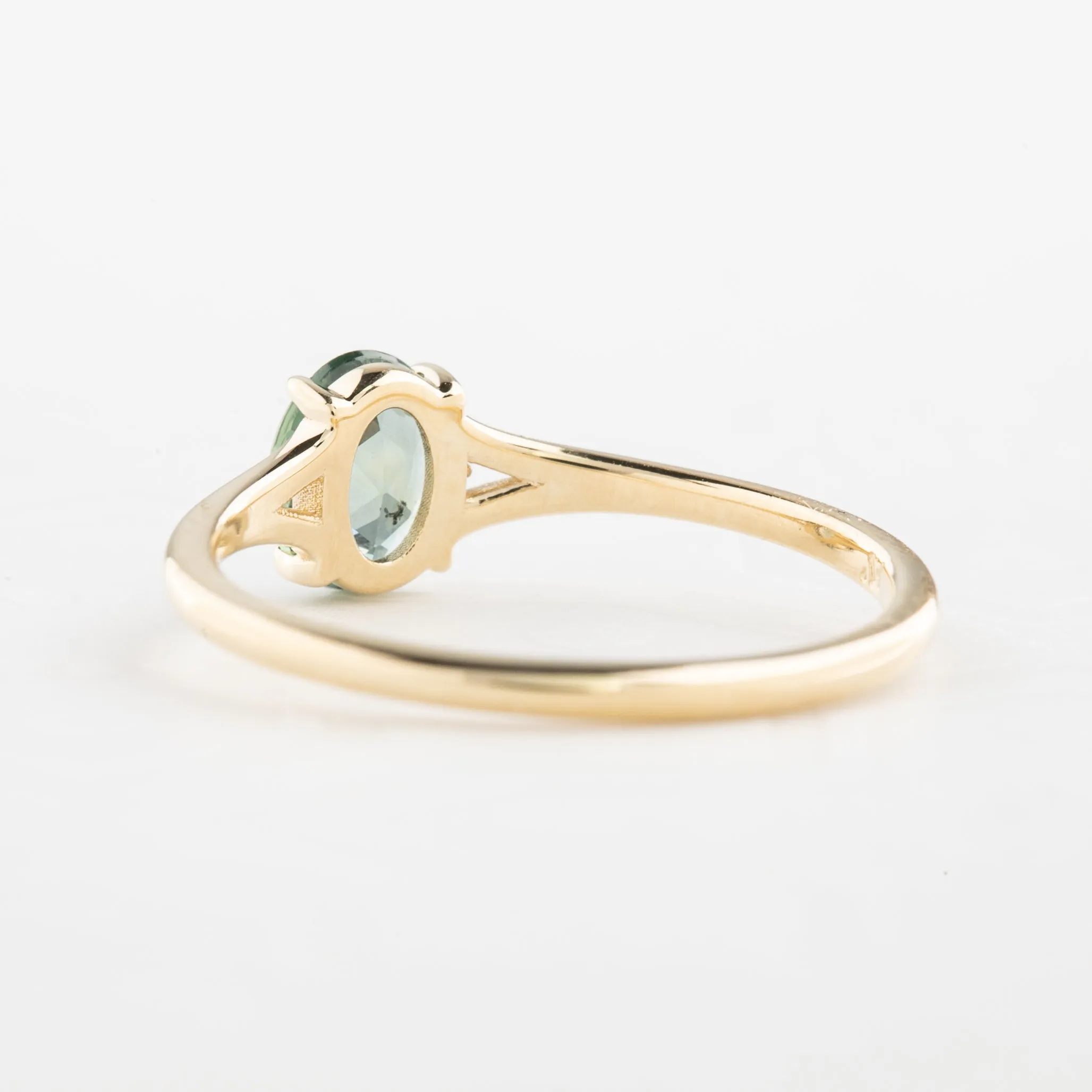 Kylie Ring 0.6ct Blue Green Madagascar Sapphire, 14k Yellow Gold (One of a kind)