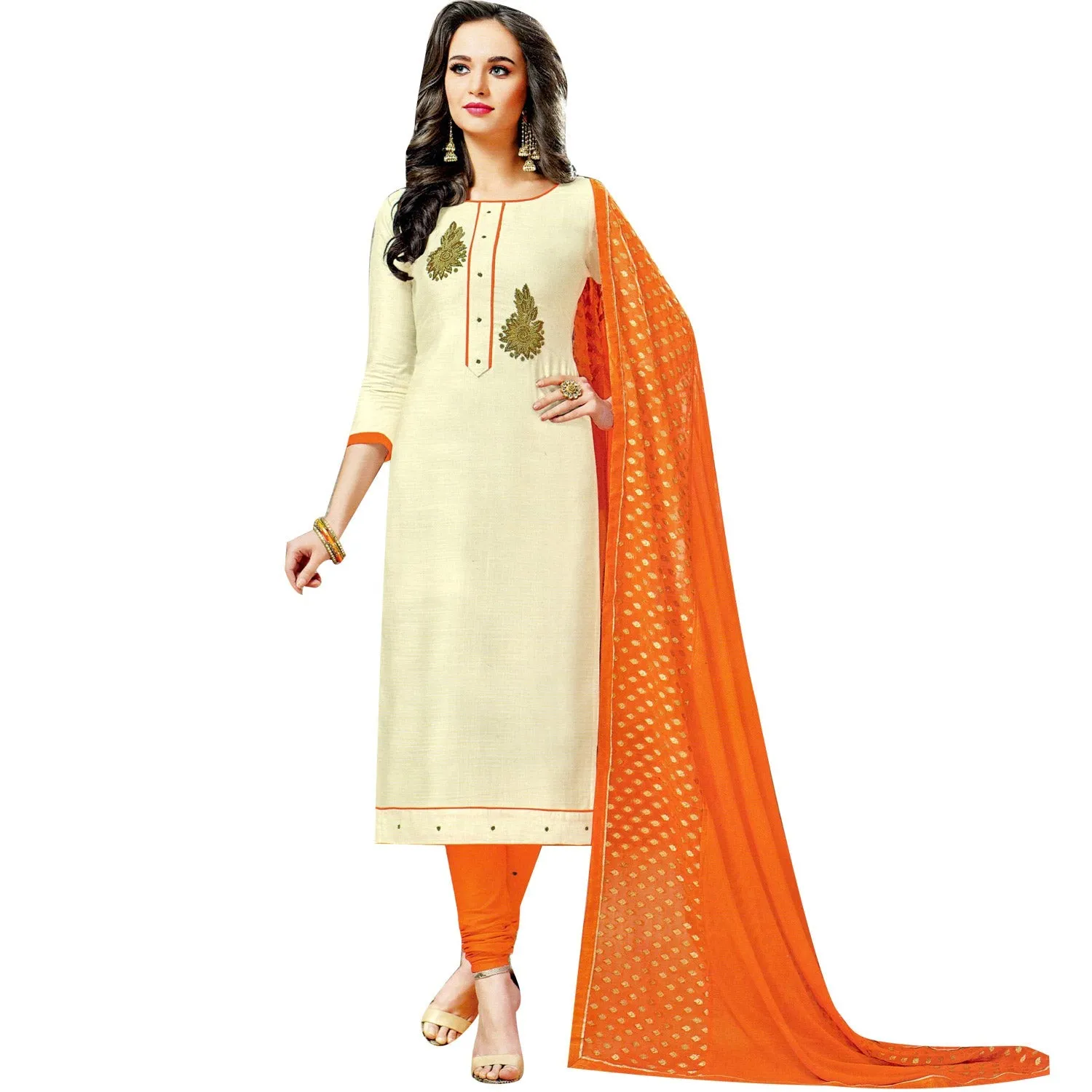 Ladyline Women's Party Wear Salwar Kameez - Zardosi Hand Work Brocade Border Dupatta