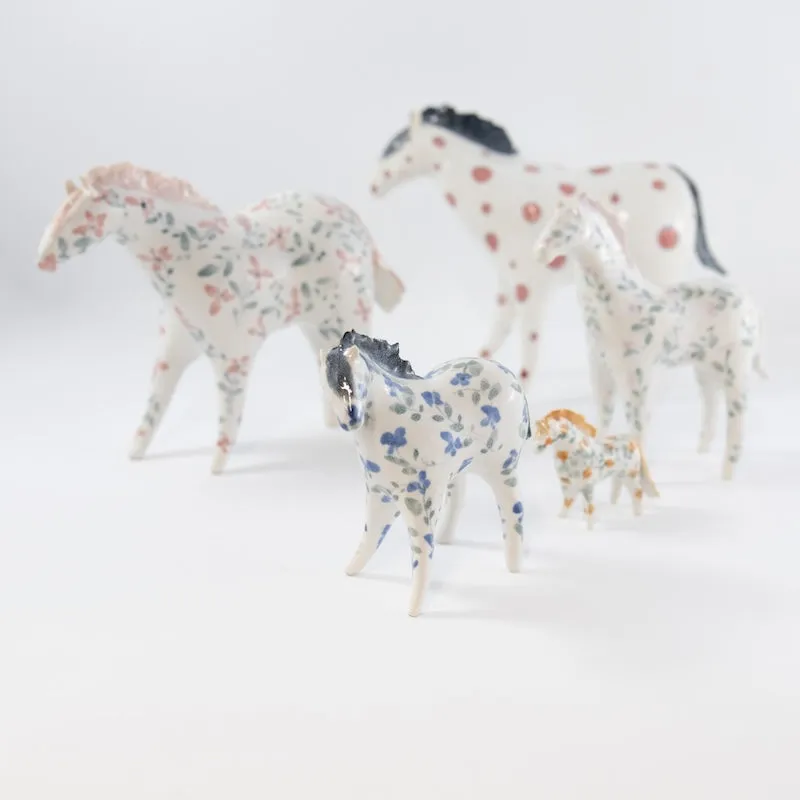 Large Horse Sculpture with Red Dots