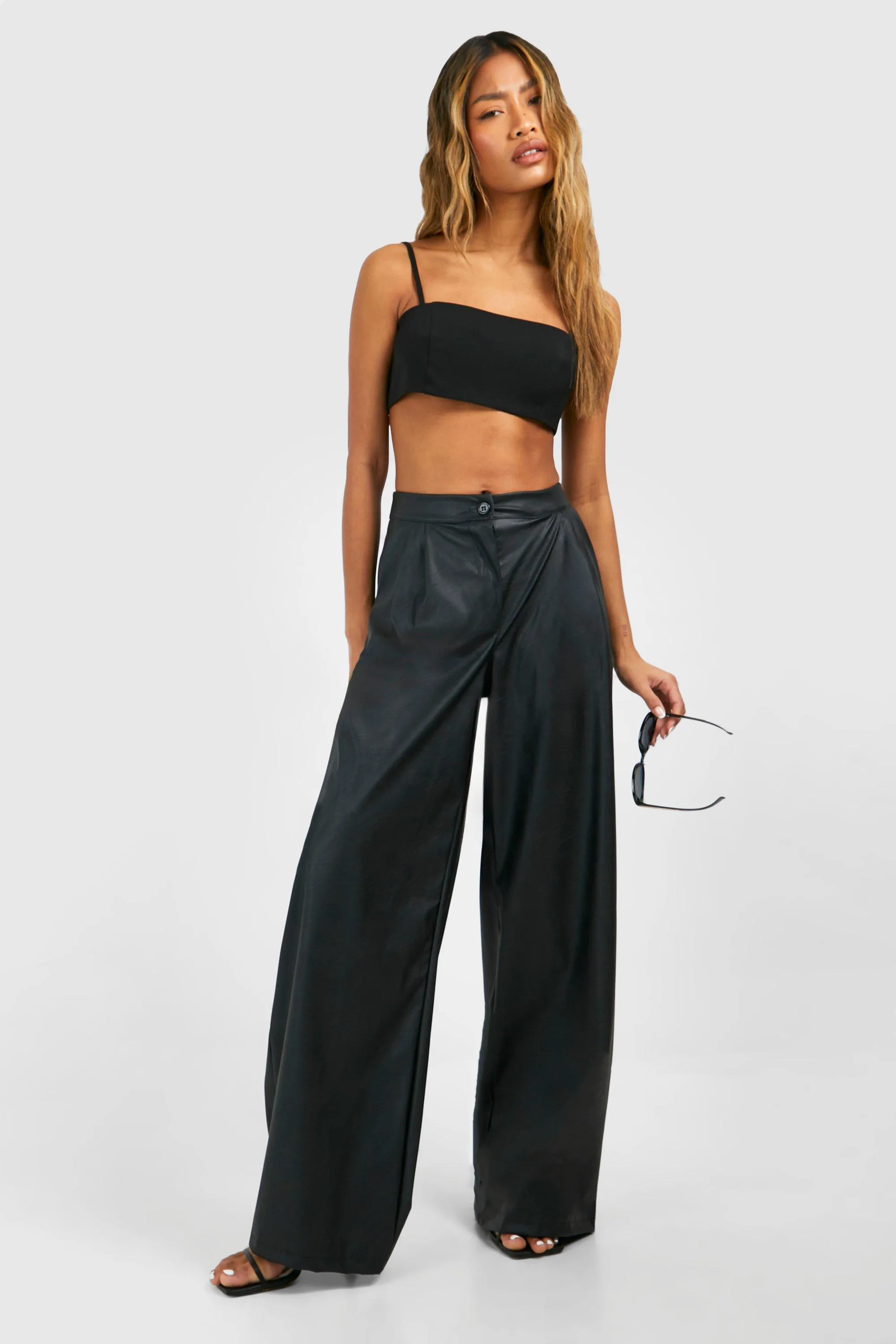 Leather Relaxed Fit Straight Leg Pants