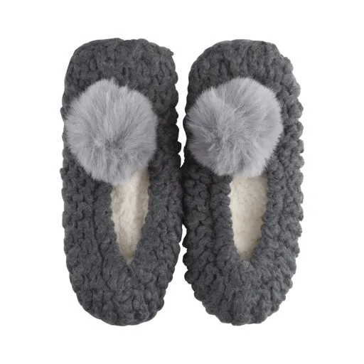 Lemon Women's Popcorn Ballerina Slipper W/ Faux Fur Pom-Pom