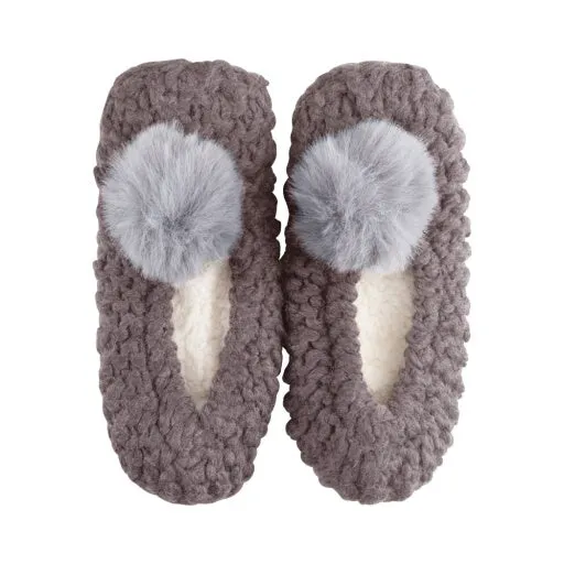 Lemon Women's Popcorn Ballerina Slipper W/ Faux Fur Pom-Pom