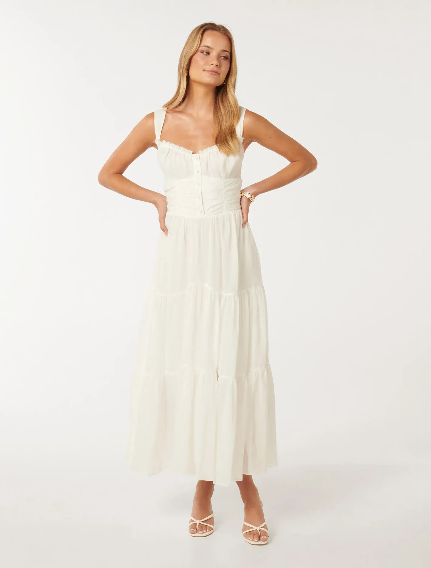 Lena Ruched-Bodice Midaxi Dress