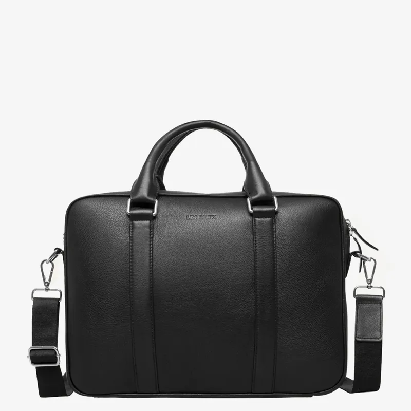 Les Deux Black Leather Computer Bag