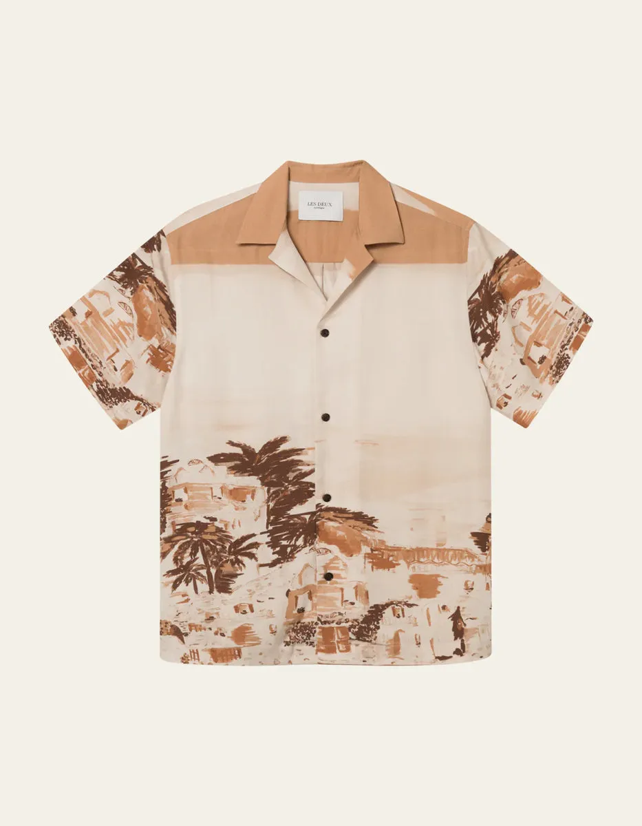 Les Deux Coastal AOP S/S Shirt - Terracotta