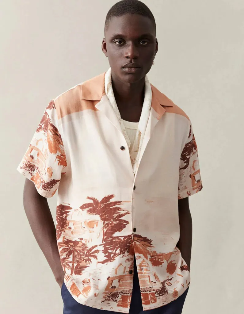 Les Deux Coastal AOP S/S Shirt - Terracotta