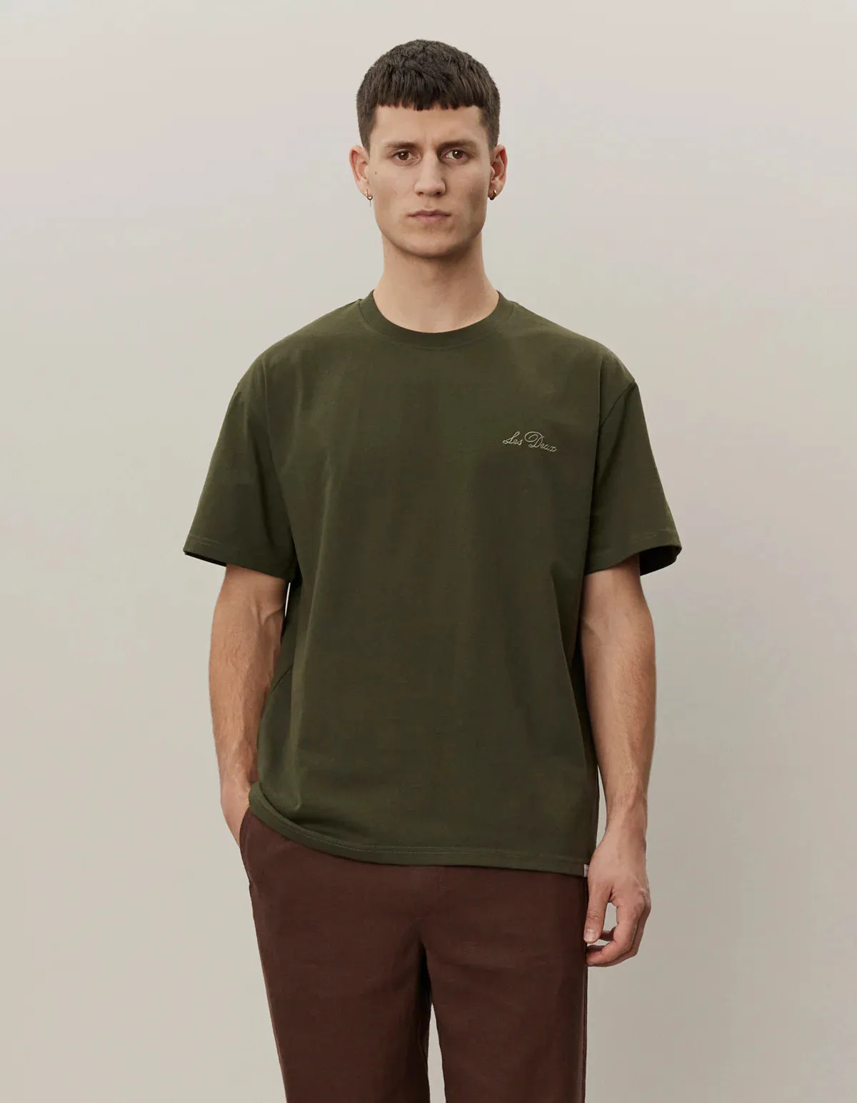 LES DEUX   Crew T-Shirt Forest Green/Surplus Green