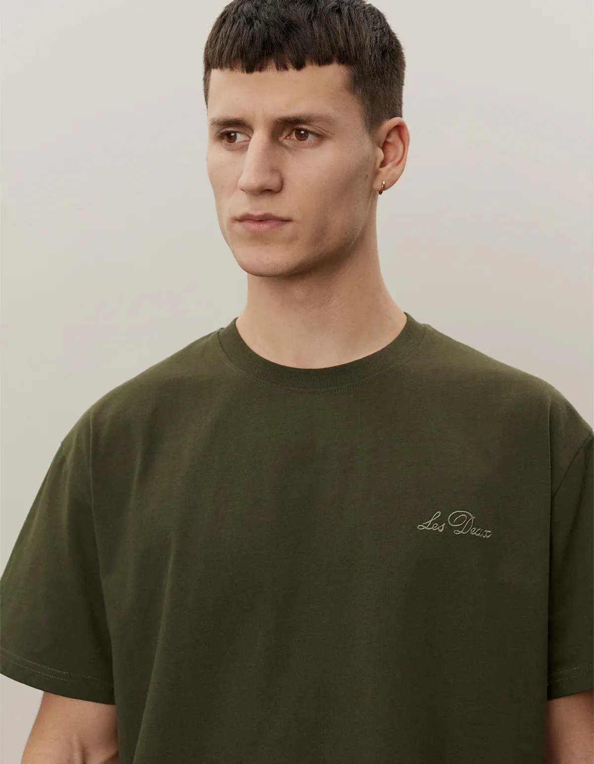 LES DEUX   Crew T-Shirt Forest Green/Surplus Green