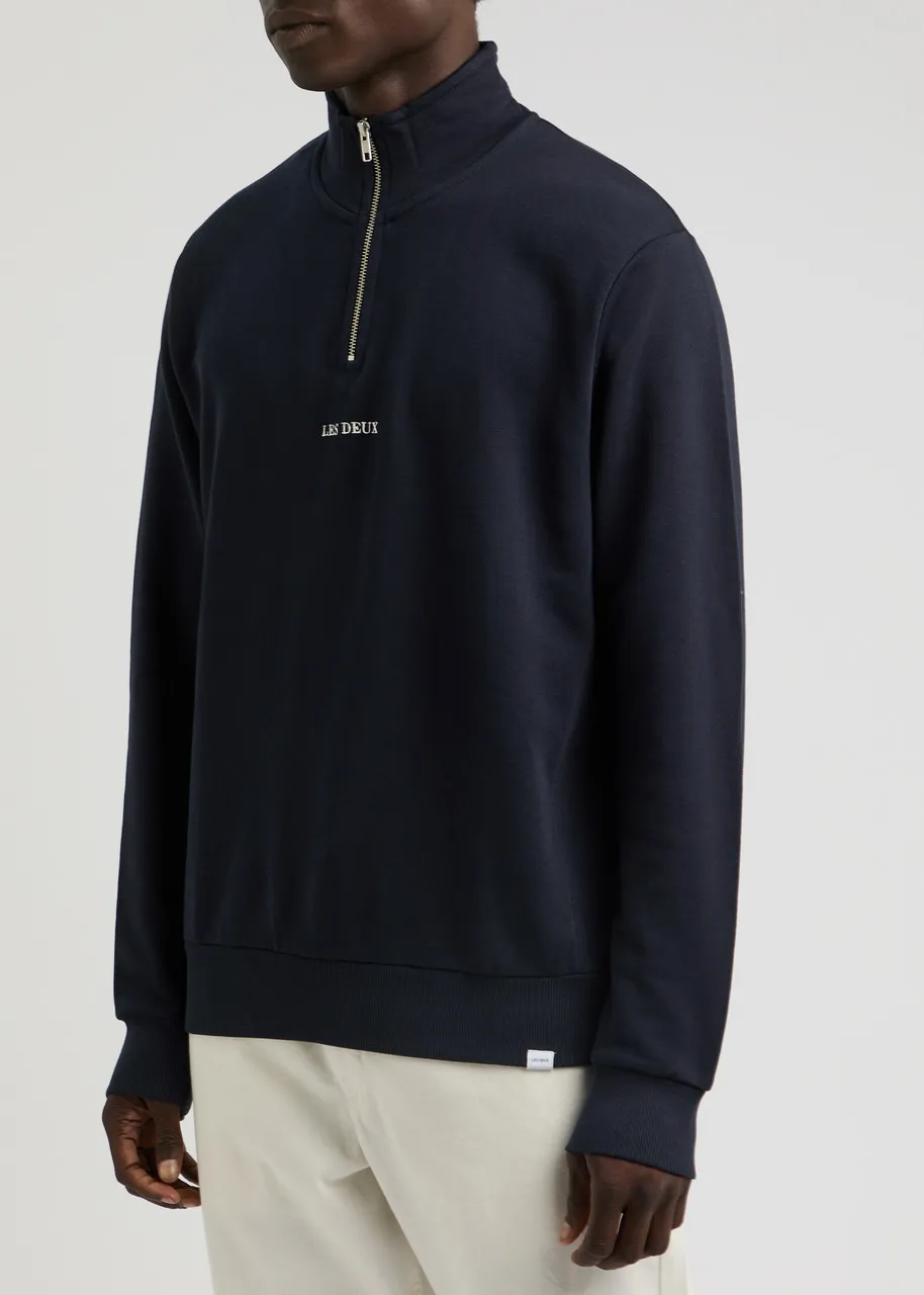 LES DEUX Dexter logo half-zip cotton sweatshirt -                         -                     -                