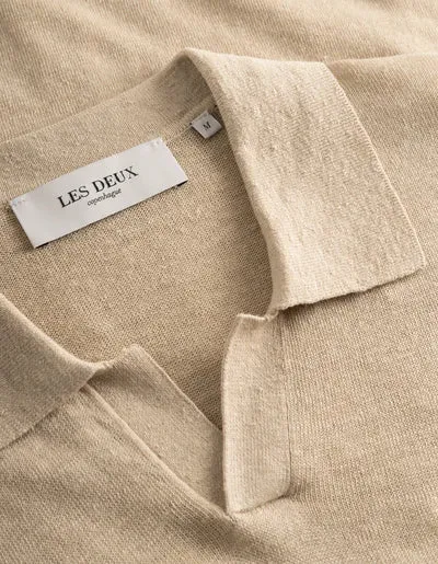 Les Deux Emmanuel Polo Knit - Light Desert Sand