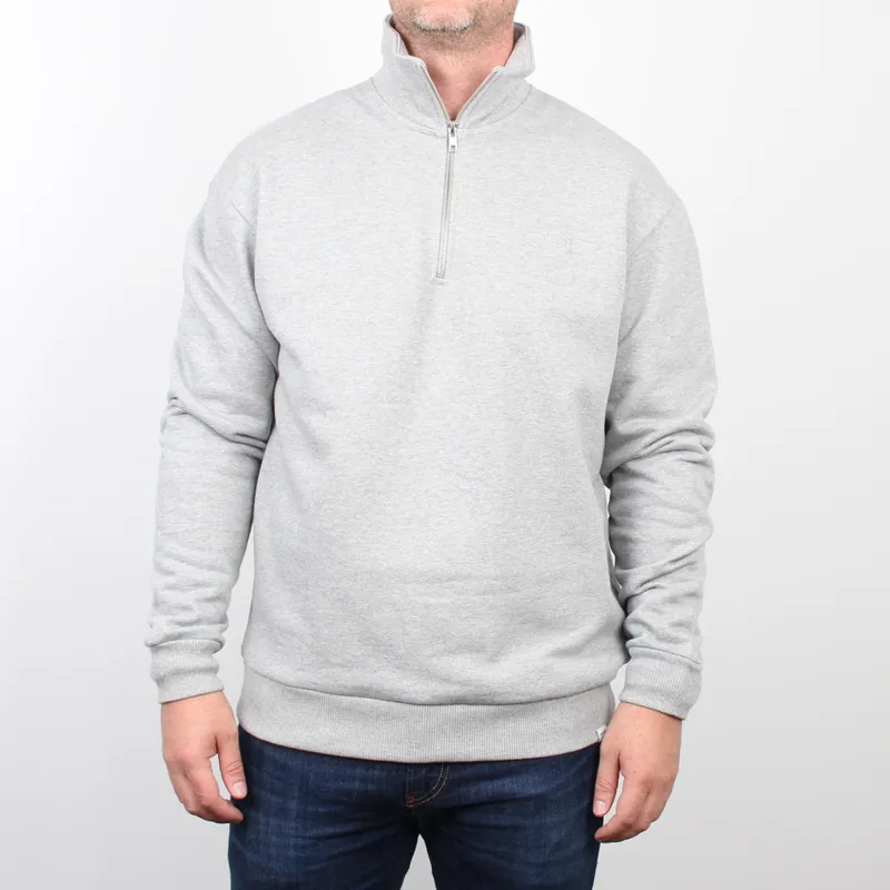 Les Deux Grey Melange Crew Half Zip Sweatshirt