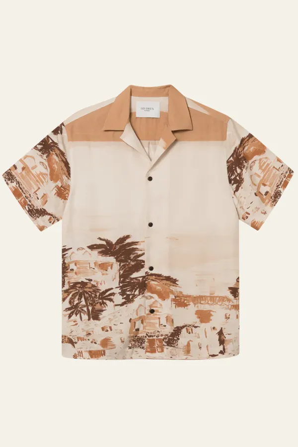 Les Deux Hendrix AOP SS Shirt - Beige