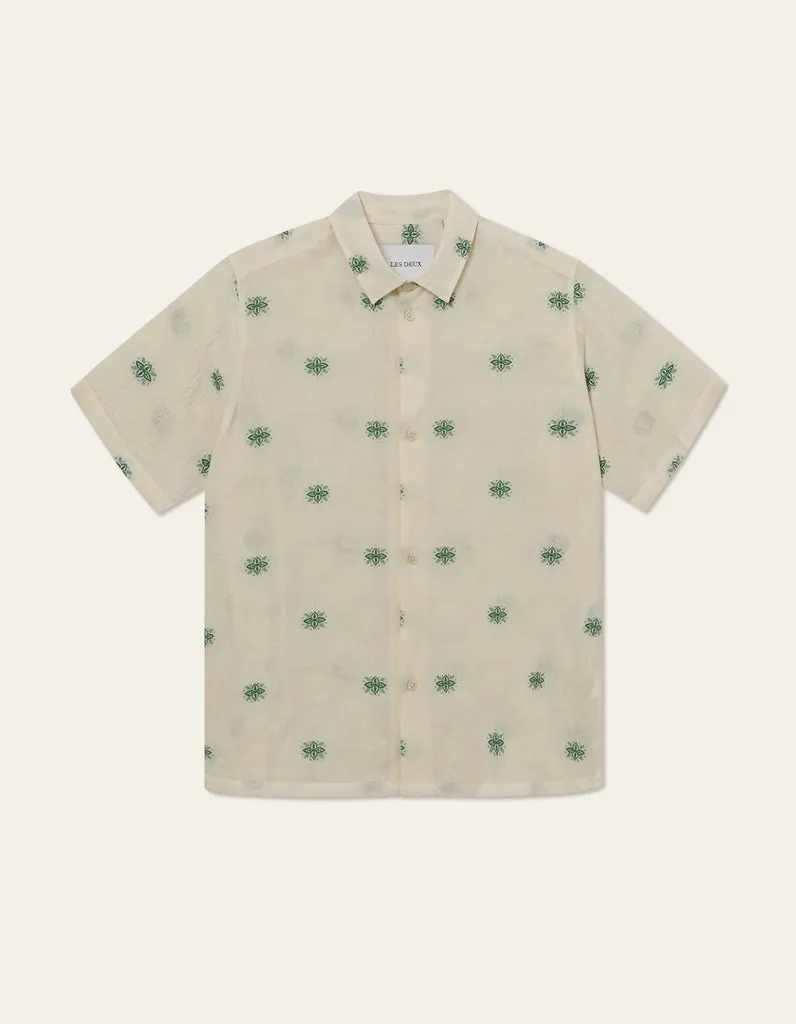 Les Deux Ira S/S Shirt - Ivory/Vintage Green