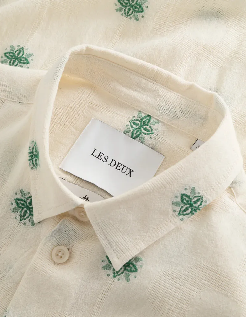 Les Deux Ira S/S Shirt - Ivory/Vintage Green