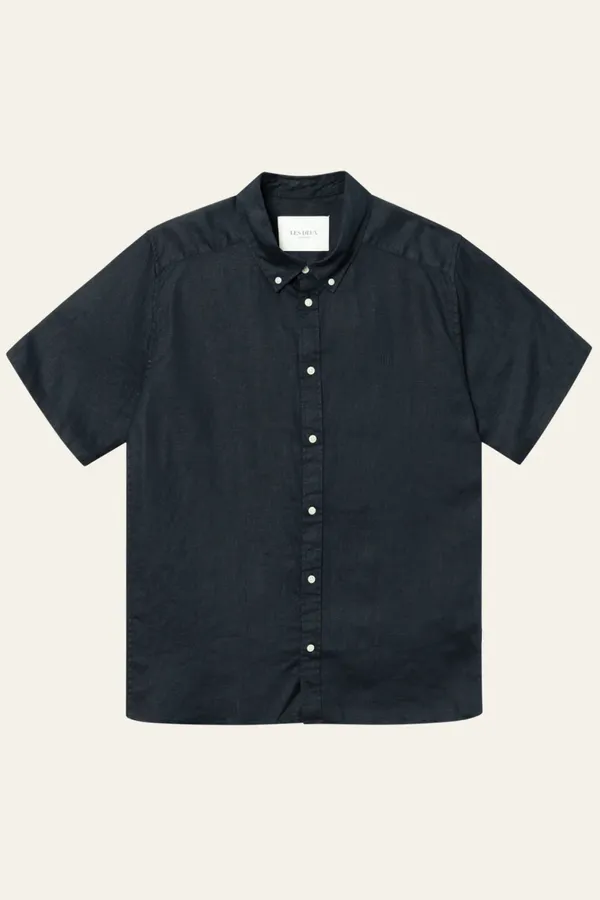 Les Deux Kris Linen SS Shirt - Dark Navy