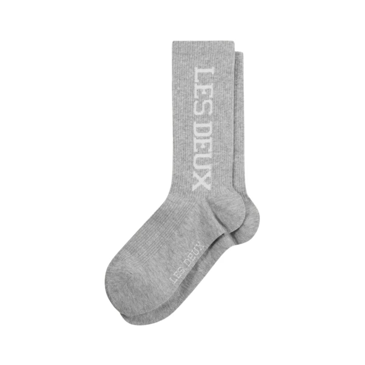 LES DEUX   Les Deux Vertigo 2-Pack Rib Socks  Light Grey Melange/White