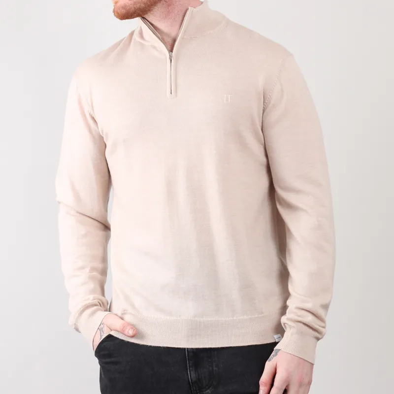 Les Deux Light Camel Melange Greyson Half-Zip Merino Pullover