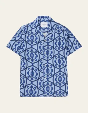 Les Deux Ornament AOP S/S Shirt - Summer Sky/Surf Blue