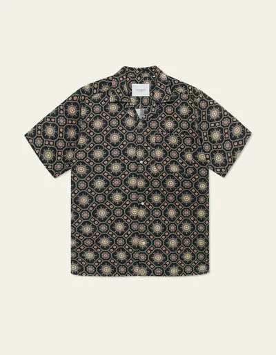 Les Deux Tapestry S/S Shirt - Black/Surplus Green