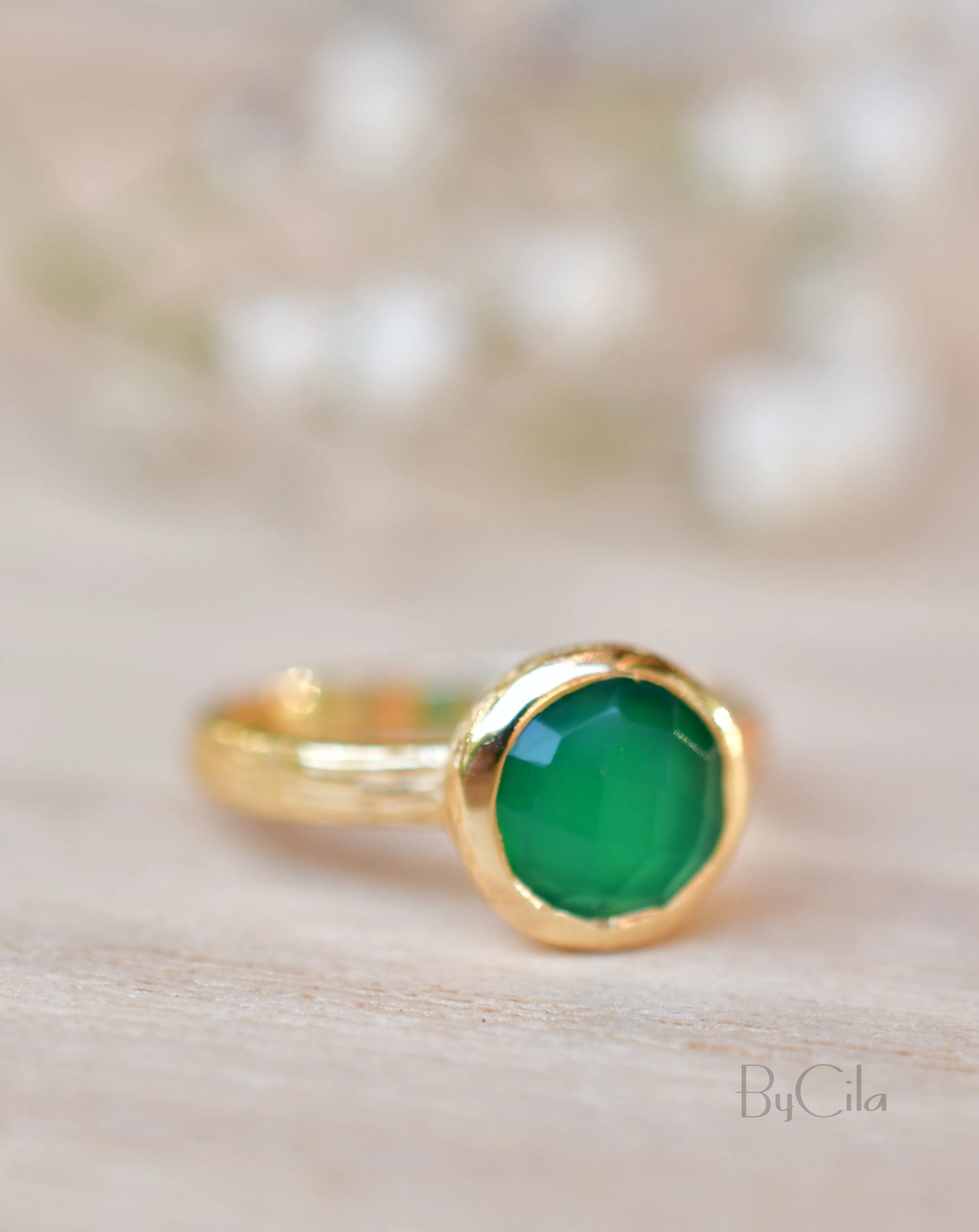 Leticia Ring * Green Onyx * Gold Plated 18k * SBJR115